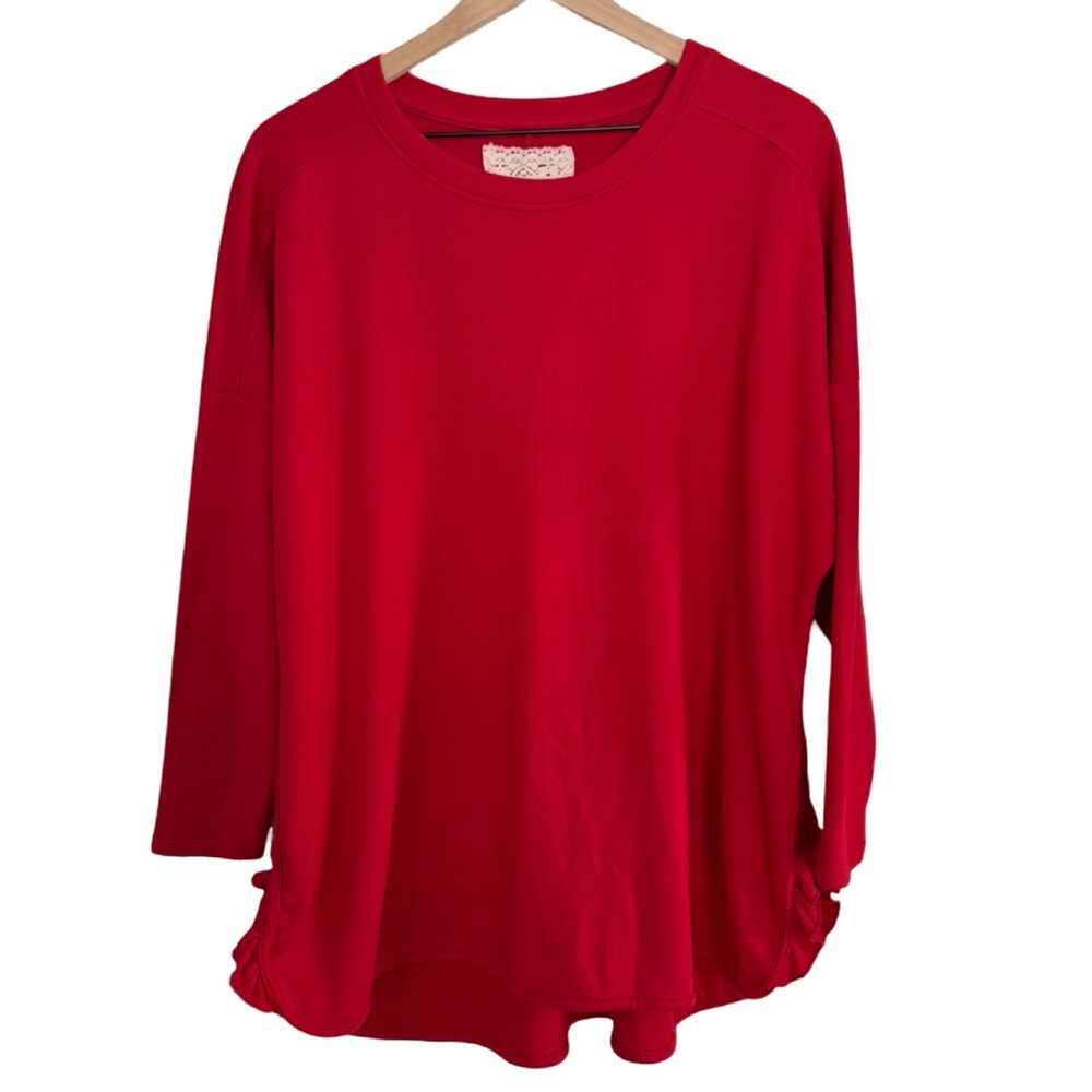 Red Ruffled‎ Sleeve Top